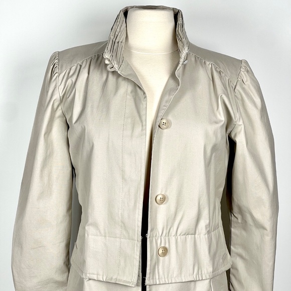 Vintage London Fog Maincoats Ruched Collar Tan Trench Coat Womens Size 12 - Picture 3 of 12